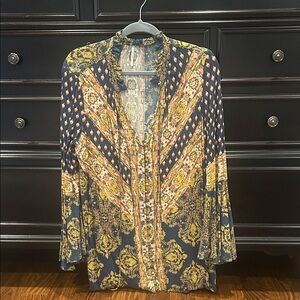 Free People Green and Gold Mini Dress/Top